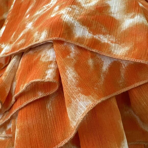 Tie Dye Boho Skirt Ruffle Midi Skirts A-Line Orange Louis Dell'Olio Size M - Picture 12 of 12